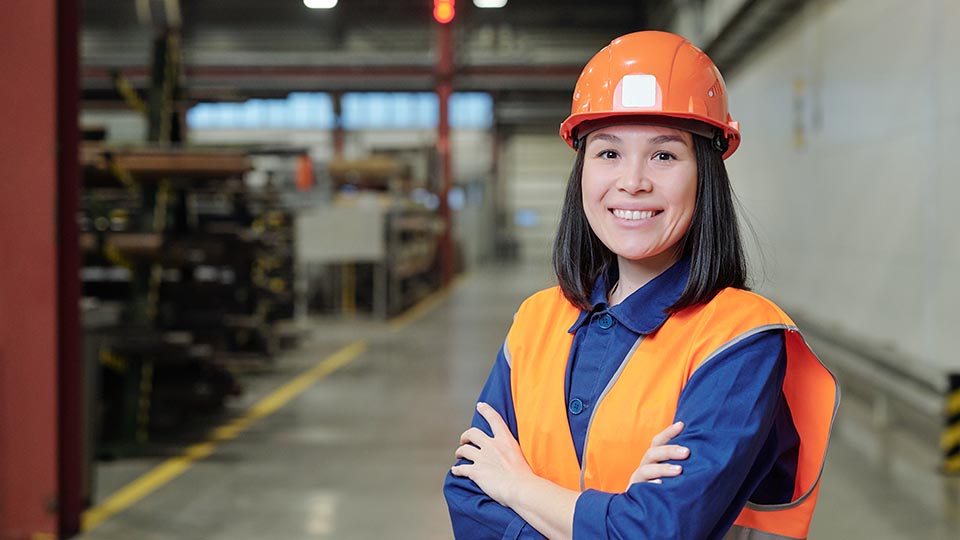 Happy Asian Engineer With Hardhat